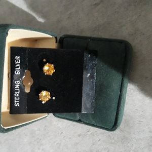 Sterling Silver Genuine Citrine Earrings 1.54 Carat